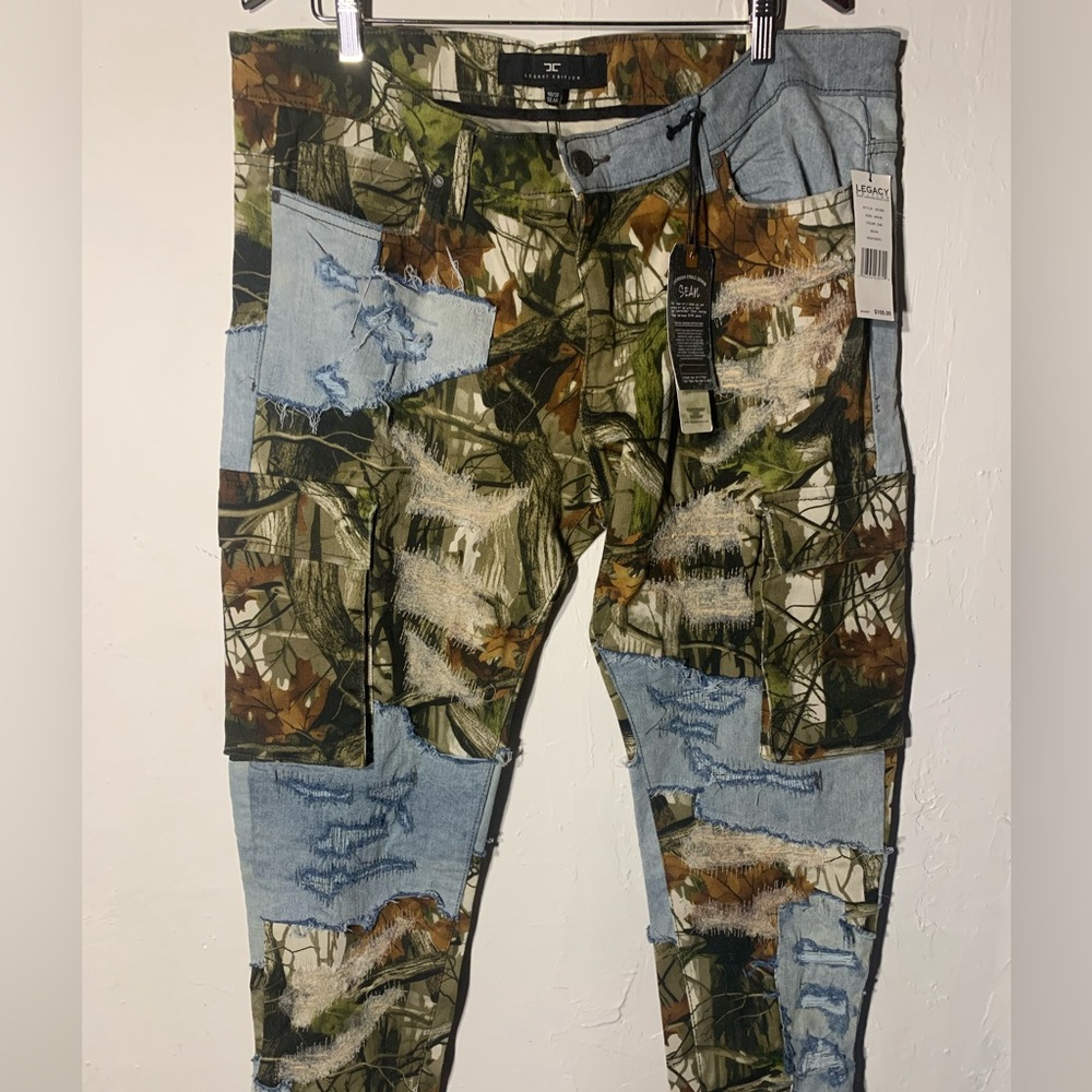 Jordan Craig real tree and denim patch work pants
